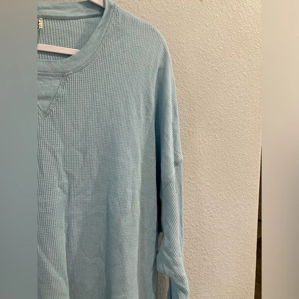 Free People Boho Oversized Early Night Waffle Knit Lounge Beach Mini Dress Tunic - Picture 4 of 8